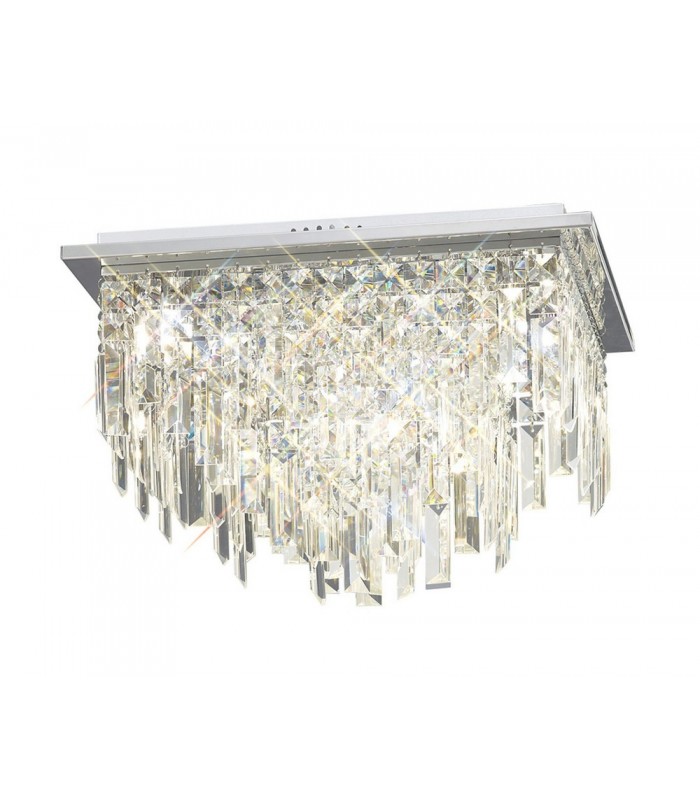 Flush Ceiling Square 6 Light Polished Chrome, Crystal - 1
