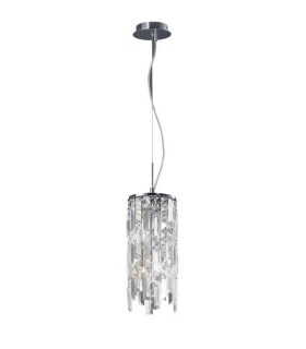 Ceiling Pendant Cylinder 2 Light Polished Chrome, Crystal - 1