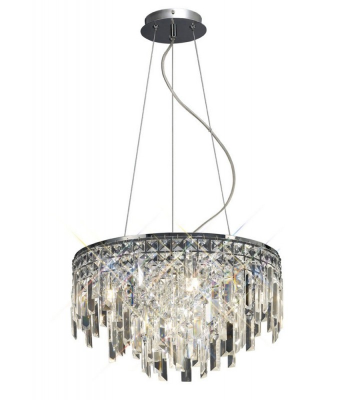 Ceiling Pendant Round 6 Light Polished Chrome, Crystal - 1