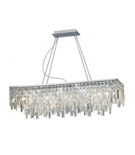 Ceiling Pendant Rectangular 6 Light Polished Chrome, Crystal - 1