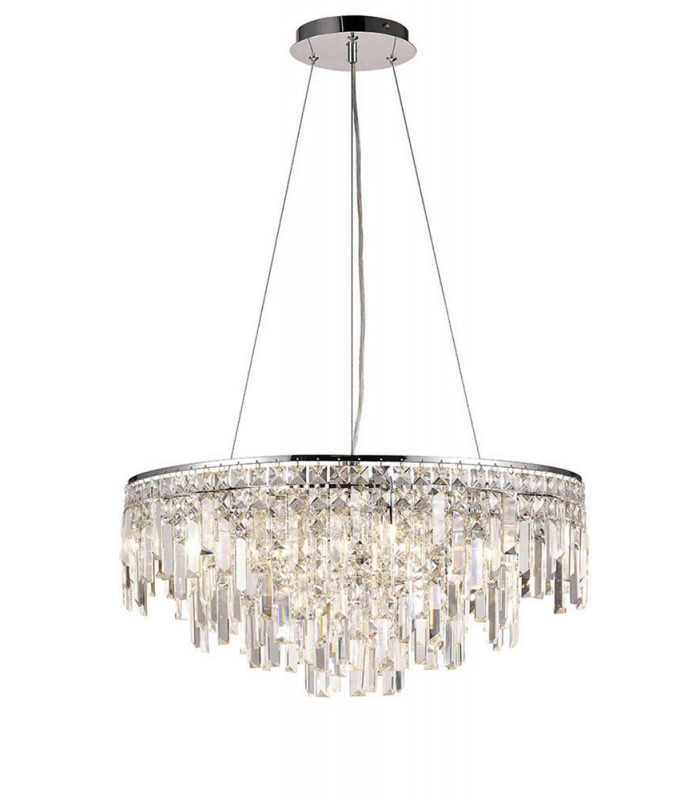 Ceiling Pendant Round 8 Light G9 Polished Chrome, Crystal - 1