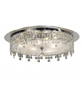 Flush Ceiling Round 4 Light Polished Chrome, Glass, Crystal - 1
