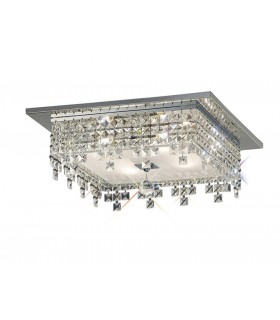Flush Ceiling Square 4 Light Polished Chrome, Glass, Crystal - 1