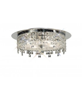 Flush Ceiling Round 6 Light Polished Chrome, Glass, Crystal - 1