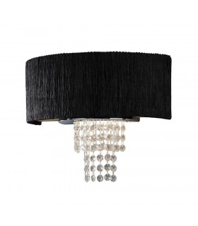 Wall Lamp with Black Shade 2 Light Polished Chrome, Crystal - 1
