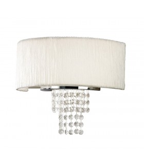Wall Lamp with White Shade 2 Light Polished Chrome, Crystal - 1