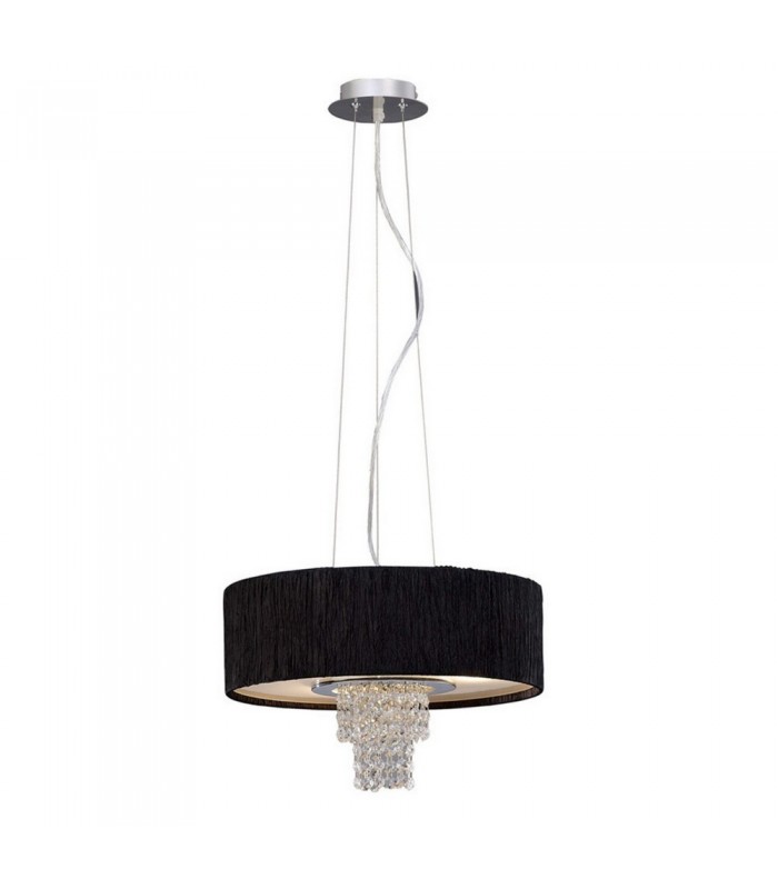 Ceiling Pendant with Black Shade 4 Light Polished Chrome, Crystal - 1