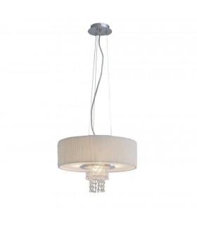 Ceiling Pendant with White Shade 4 Light Polished Chrome, Crystal - 1