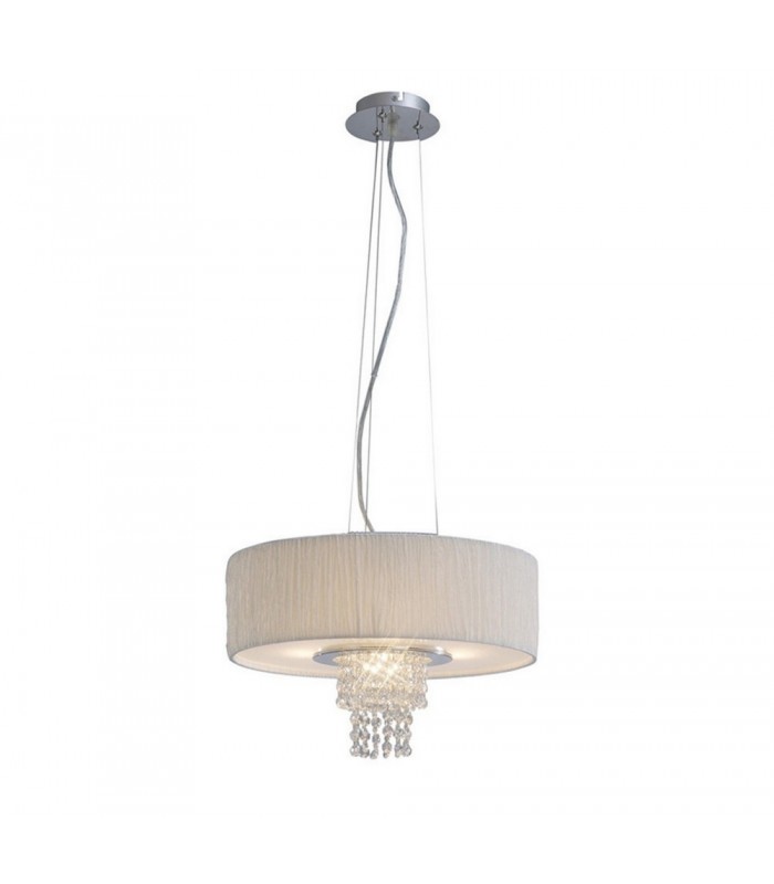 Ceiling Pendant with White Shade 4 Light Polished Chrome, Crystal - 1