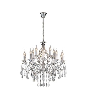 Chandelier 15 Light Polished Chrome, Crystal - 1