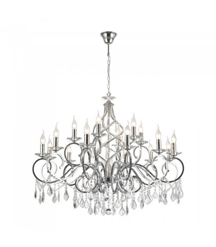 Chandelier 18 Light E14 Polished Chrome, Crystal - 1