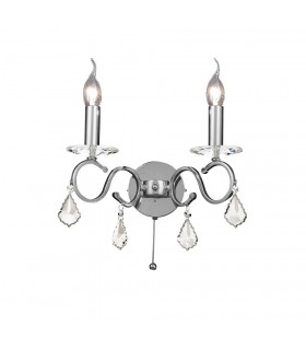 Wall Lamp Switched 2 Candle Light Polished Chrome, Crystal - 1