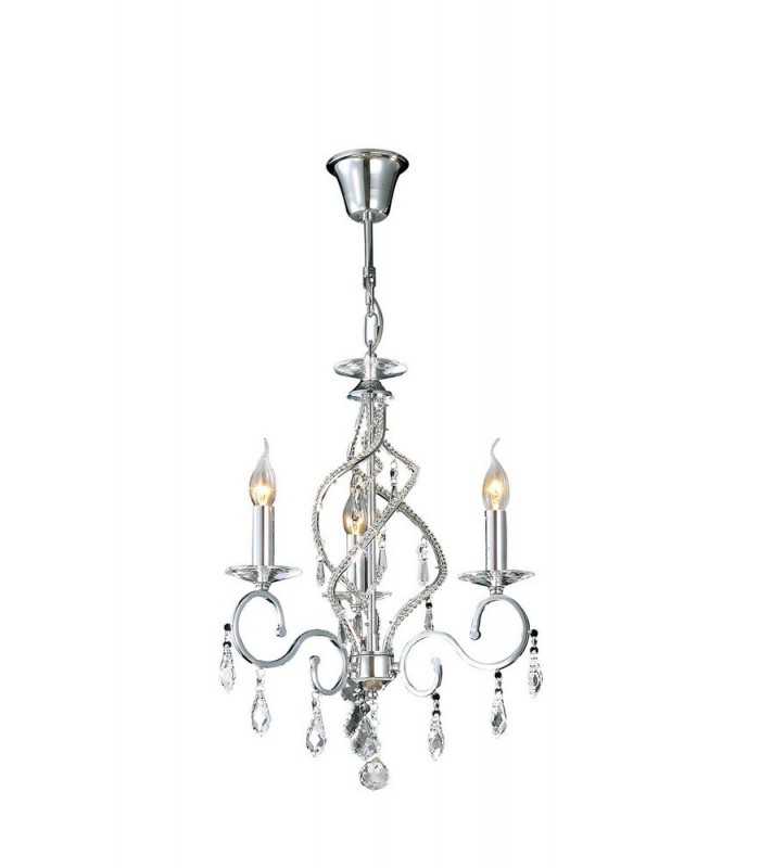 Ceiling Pendant Chandelier 3 Light Polished Chrome, Crystal - 1