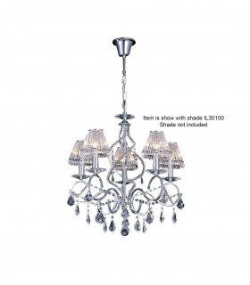 Ceiling Pendant Chandelier 5 Light Polished Chrome, Crystal - 1