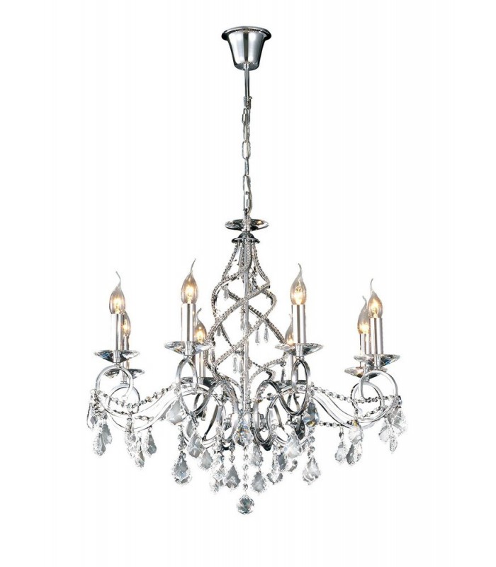 Ceiling Pendant Chandelier 8 Light Polished Chrome, Crystal - 1