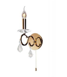 Wall Lamp Switched 1 Candle Light French Gold, Crystal - 1
