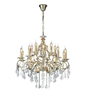Ceiling Pendant Chandelier 15 Light French Gold, Crystal - 1