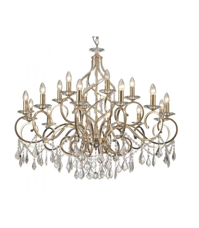 IL30312+6 Ceiling Pendant Chandelier 18 Light E14 French Gold, Crystal - 1