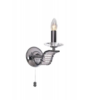 Wall Lamp Switched 1 Candle Light Polished Chrome, Crystal - 1