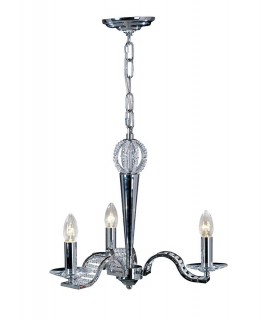 Ceiling Pendant Chandelier 3 Light Polished Chrome, Crystal - 1
