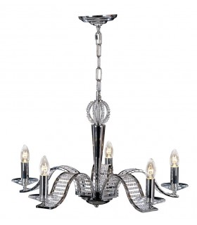 Ceiling Pendant Chandelier 5 Light Polished Chrome, Crystal - 1