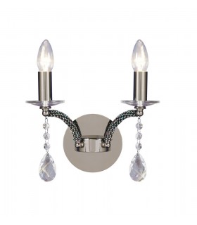 Wall Lamp Switched 2 Candle Light Black Chrome, Crystal - 1