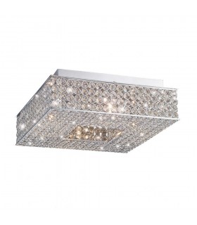 Flush Ceiling Square 4 Light Polished Chrome, Crystal - 1