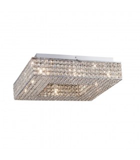 Flush Ceiling Square 8 Light Polished Chrome, Crystal - 1