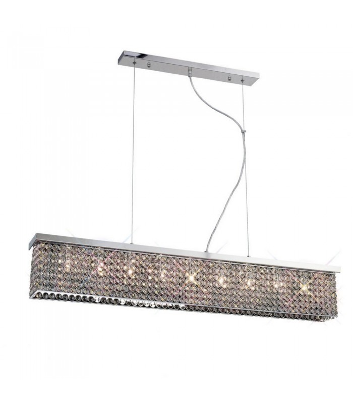Ceiling Pendant Rectangular 9 Light Polished Chrome, Crystal - 1
