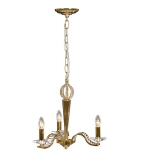 Ceiling Pendant Chandelier 3 Light French Gold, Crystal - 1