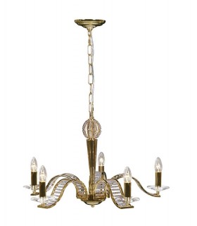 Ceiling Pendant Chandelier 5 Light French Gold, Crystal - 1