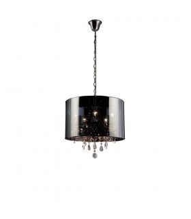 Ceiling Pendant with Chrome Shade 5 Light Polished Chrome, Crystal - 1