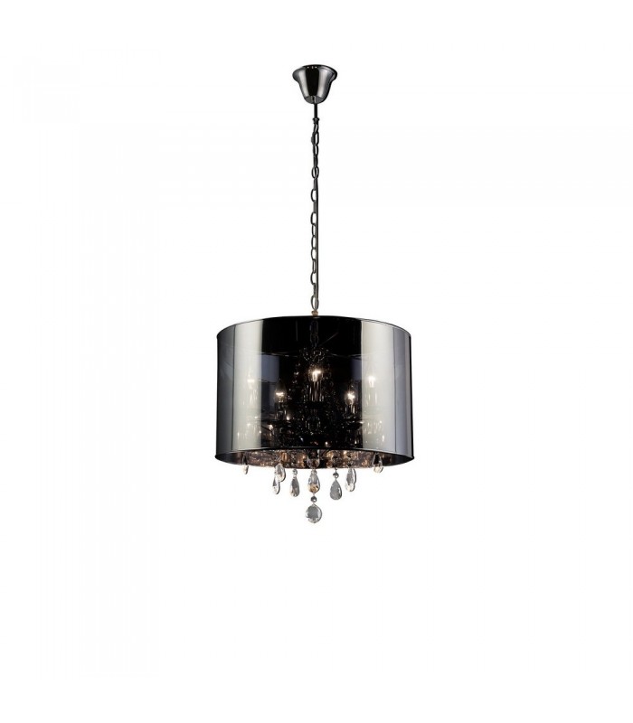 Ceiling Pendant with Chrome Shade 5 Light Polished Chrome, Crystal - 1