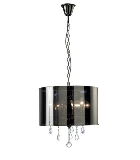Ceiling Pendant with Chrome Shade 3 Light Polished Chrome, Crystal - 1