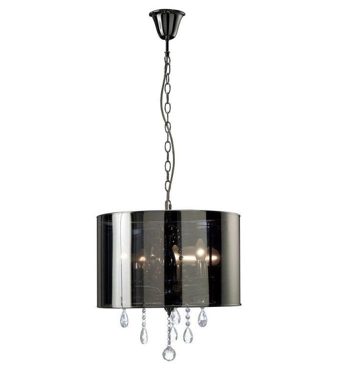 Ceiling Pendant with Chrome Shade 3 Light Polished Chrome, Crystal - 1