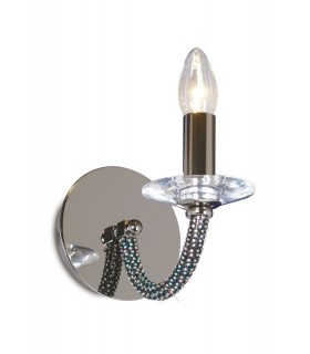 Wall Lamp Switched 1 Candle Light Black Chrome, Crystal - 1
