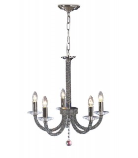 Ceiling Pendant Chandelier 5 Light Black Chrome, Crystal - 1