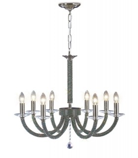 Ceiling Pendant Chandelier 8 Light Black Chrome, Crystal - 1