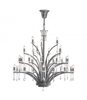 Ceiling Pendant Chandelier 21 Light Black Chrome, Crystal (Item Requires Assembly) - 1