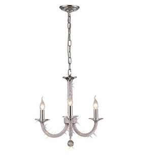 Ceiling Pendant Chandelier 3 Light Polished Chrome, Crystal - 1