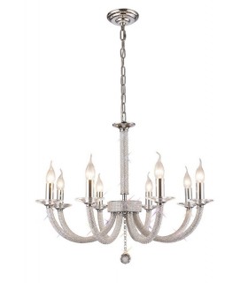 Ceiling Pendant Chandelier 8 Light Polished Chrome, Crystal - 1