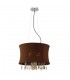 Ceiling Pendant 4 Light with Brown Shade Polished Chrome, Coffee Crystal - 1