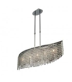 Telescopic Ceiling Pendant Bar 5 Light Polished Chrome, Crystal - 1