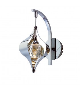 Wall Lamp Switched 1 Light Polished Chrome, Crystal - 1