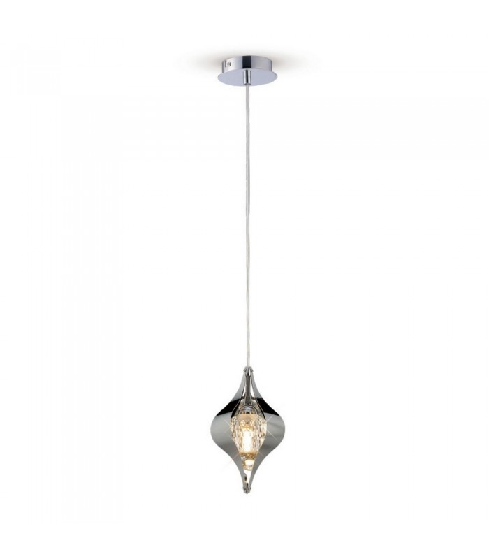 Ceiling Pendant 1 Light Polished Chrome, Crystal - 1