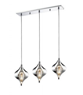 Ceiling Pendant Line 3 Light Polished Chrome, Crystal - 1
