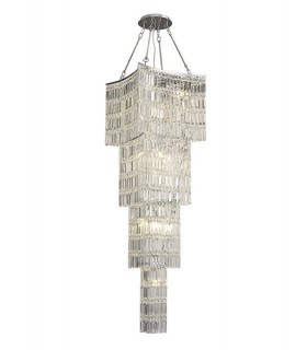 Tall Ceiling Pendant Chandelier 11 Light Polished Chrome, Crystal - 1