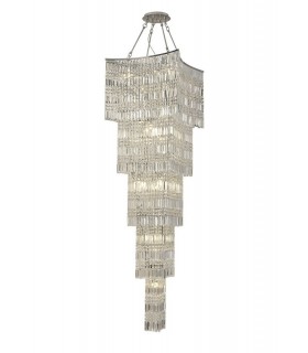 Tall Ceiling Pendant Chandelier 15 Light Polished Chrome, Crystal - 1