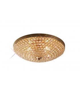 Flush Bowl Ceiling 4 Light French Gold, Crystal - 1