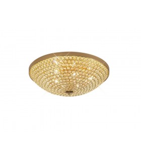 Flush Bowl Ceiling 6 Light French Gold, Crystal - 1